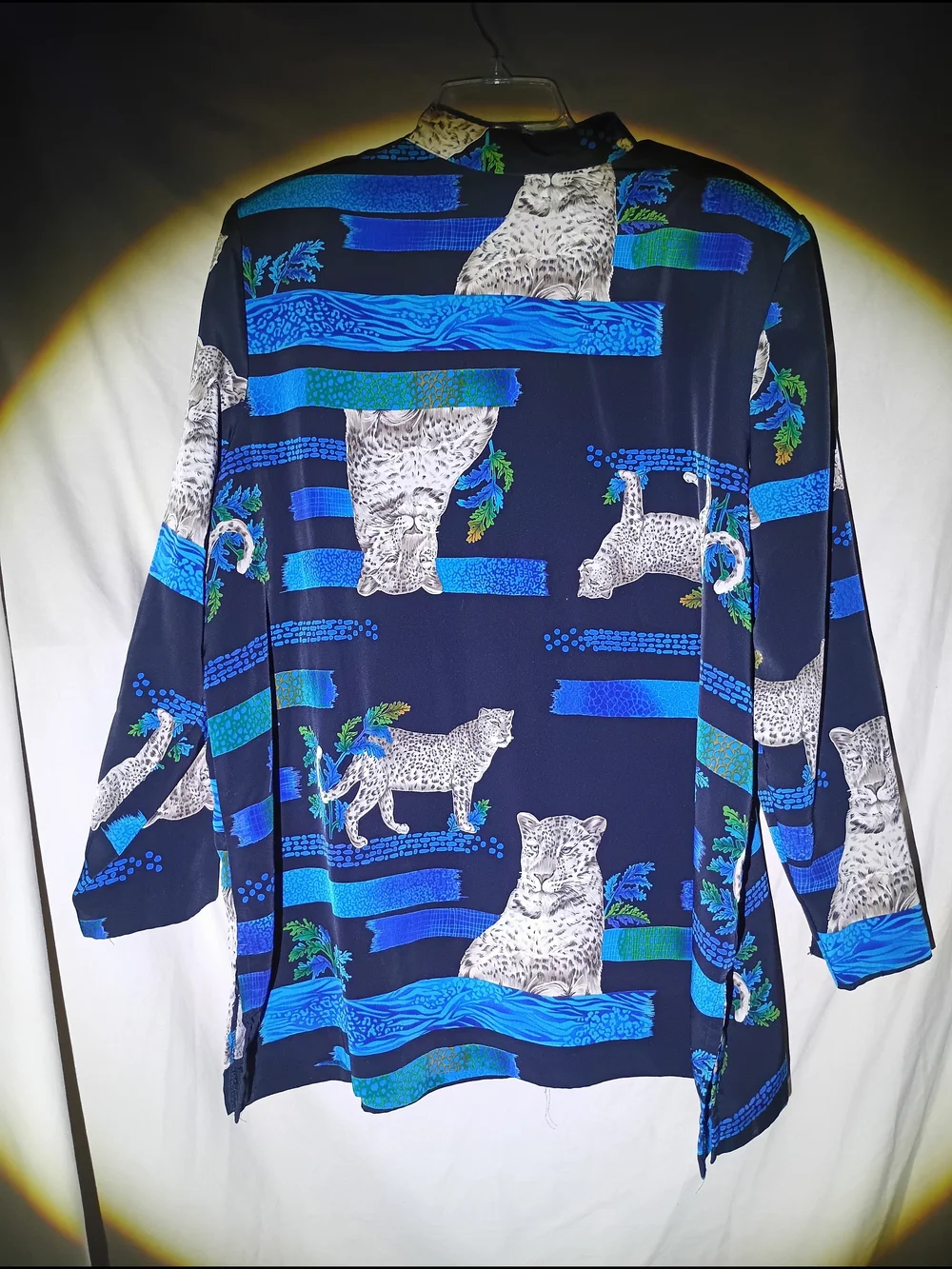 Vintage 90s Jones of Dallas Snow Leopard Print Blouse Plus Size 24W